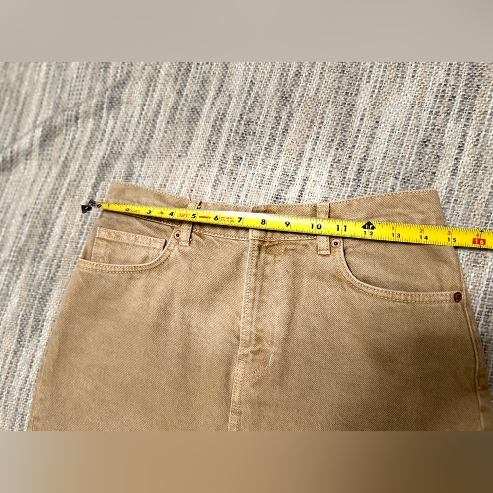Reformation Camel denim Midi Skirt with Front Slit - Picture 9 of 13